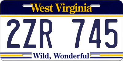 WV license plate 2ZR745