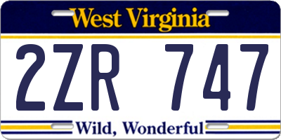WV license plate 2ZR747