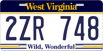 WV license plate 2ZR748