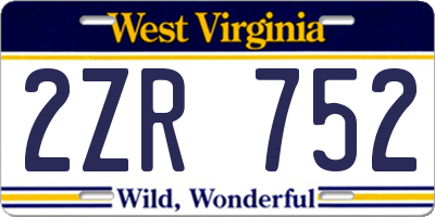 WV license plate 2ZR752