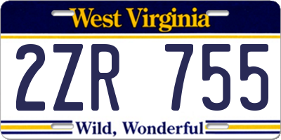 WV license plate 2ZR755