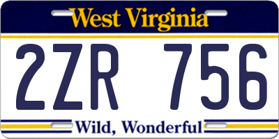 WV license plate 2ZR756