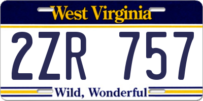 WV license plate 2ZR757