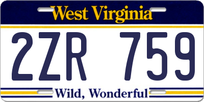WV license plate 2ZR759