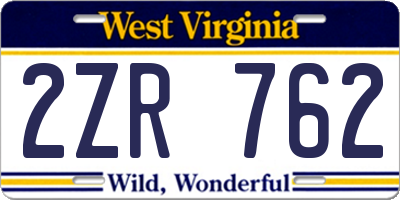 WV license plate 2ZR762