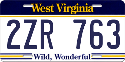 WV license plate 2ZR763