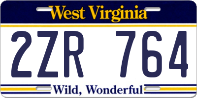 WV license plate 2ZR764