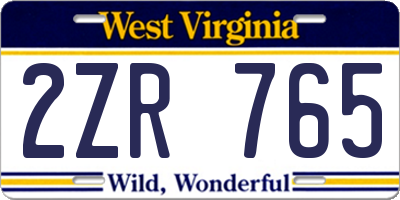 WV license plate 2ZR765