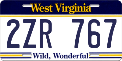 WV license plate 2ZR767