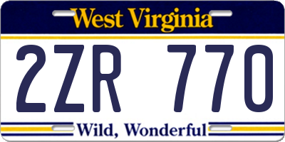 WV license plate 2ZR770