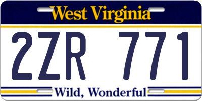 WV license plate 2ZR771