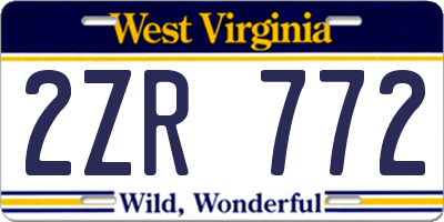 WV license plate 2ZR772