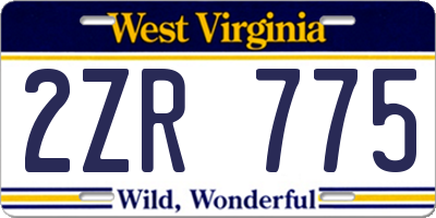 WV license plate 2ZR775