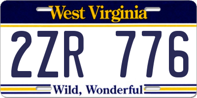 WV license plate 2ZR776