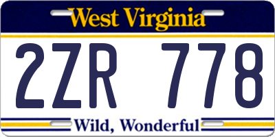 WV license plate 2ZR778