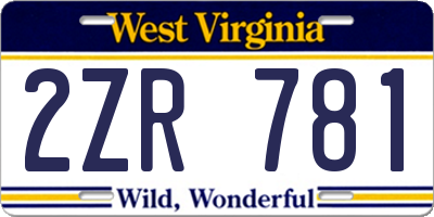 WV license plate 2ZR781