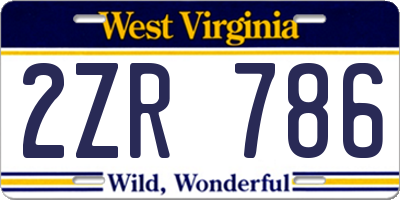WV license plate 2ZR786