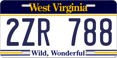 WV license plate 2ZR788