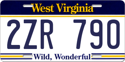 WV license plate 2ZR790