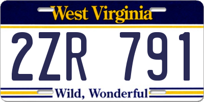 WV license plate 2ZR791