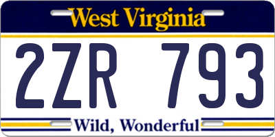WV license plate 2ZR793