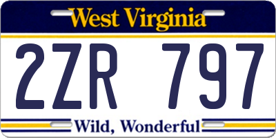 WV license plate 2ZR797