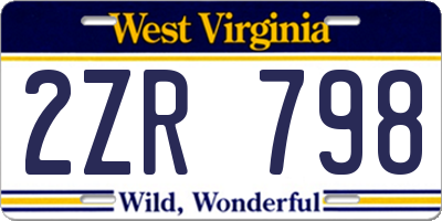 WV license plate 2ZR798