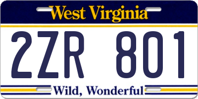 WV license plate 2ZR801