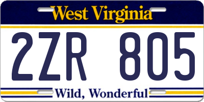 WV license plate 2ZR805