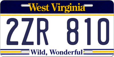 WV license plate 2ZR810