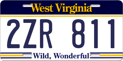 WV license plate 2ZR811