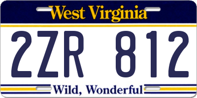 WV license plate 2ZR812