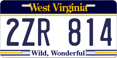 WV license plate 2ZR814