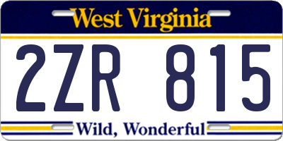 WV license plate 2ZR815