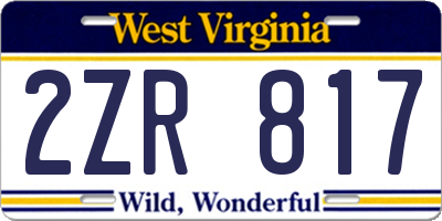 WV license plate 2ZR817