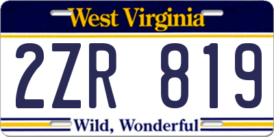 WV license plate 2ZR819