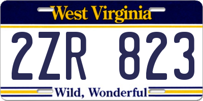 WV license plate 2ZR823