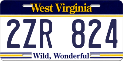 WV license plate 2ZR824