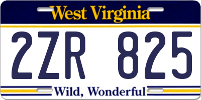 WV license plate 2ZR825