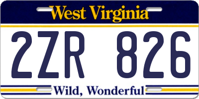 WV license plate 2ZR826
