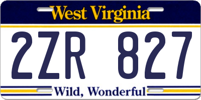 WV license plate 2ZR827