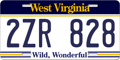 WV license plate 2ZR828