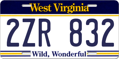WV license plate 2ZR832