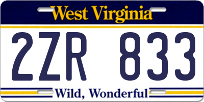 WV license plate 2ZR833