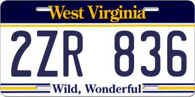 WV license plate 2ZR836