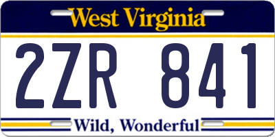 WV license plate 2ZR841