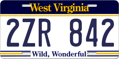 WV license plate 2ZR842