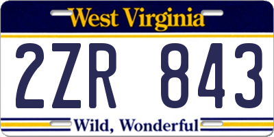 WV license plate 2ZR843