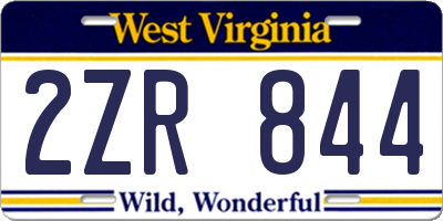 WV license plate 2ZR844