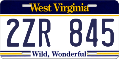 WV license plate 2ZR845